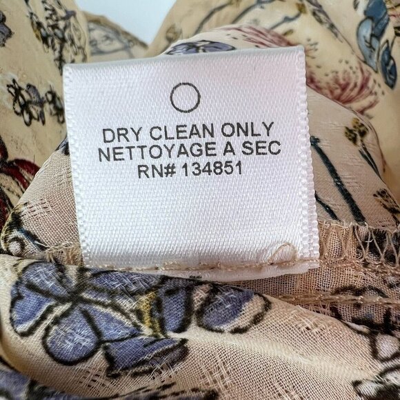 WAYF Porcelain Doll Blouse XS Tan Floral Tie Back Sheer Revolve Top - Picture 8 of 9